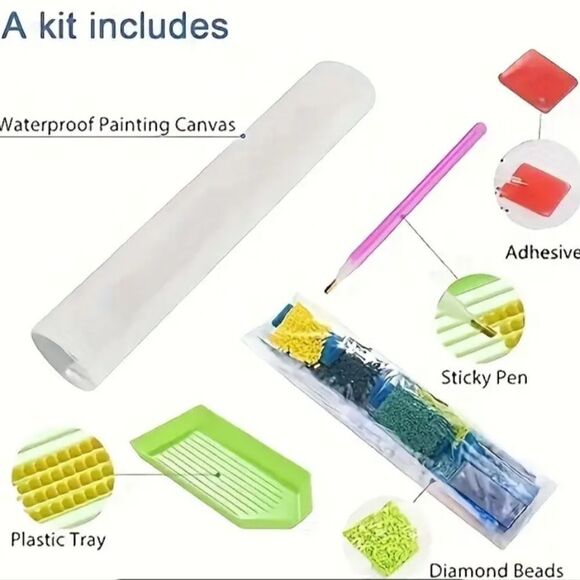 Diamond Painting Kit,  NEW, Flowers 💐 in back of Blue Truck - Picture 2 of 4